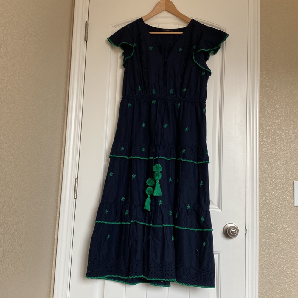 J.Crew Embroidered Navy Cotton Dress - Picture 5 of 8